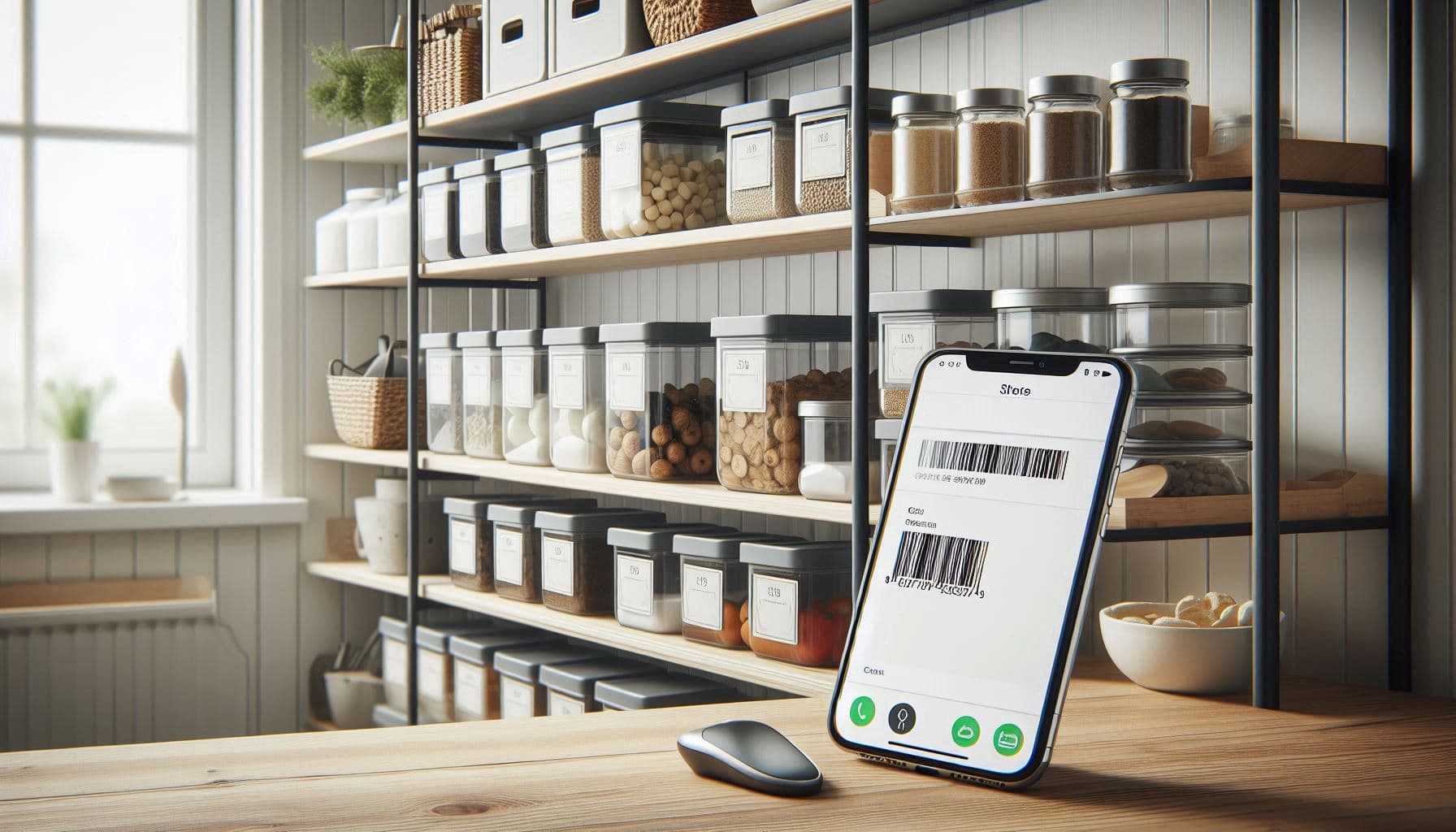 Organized home with digital inventory tracking on tablet