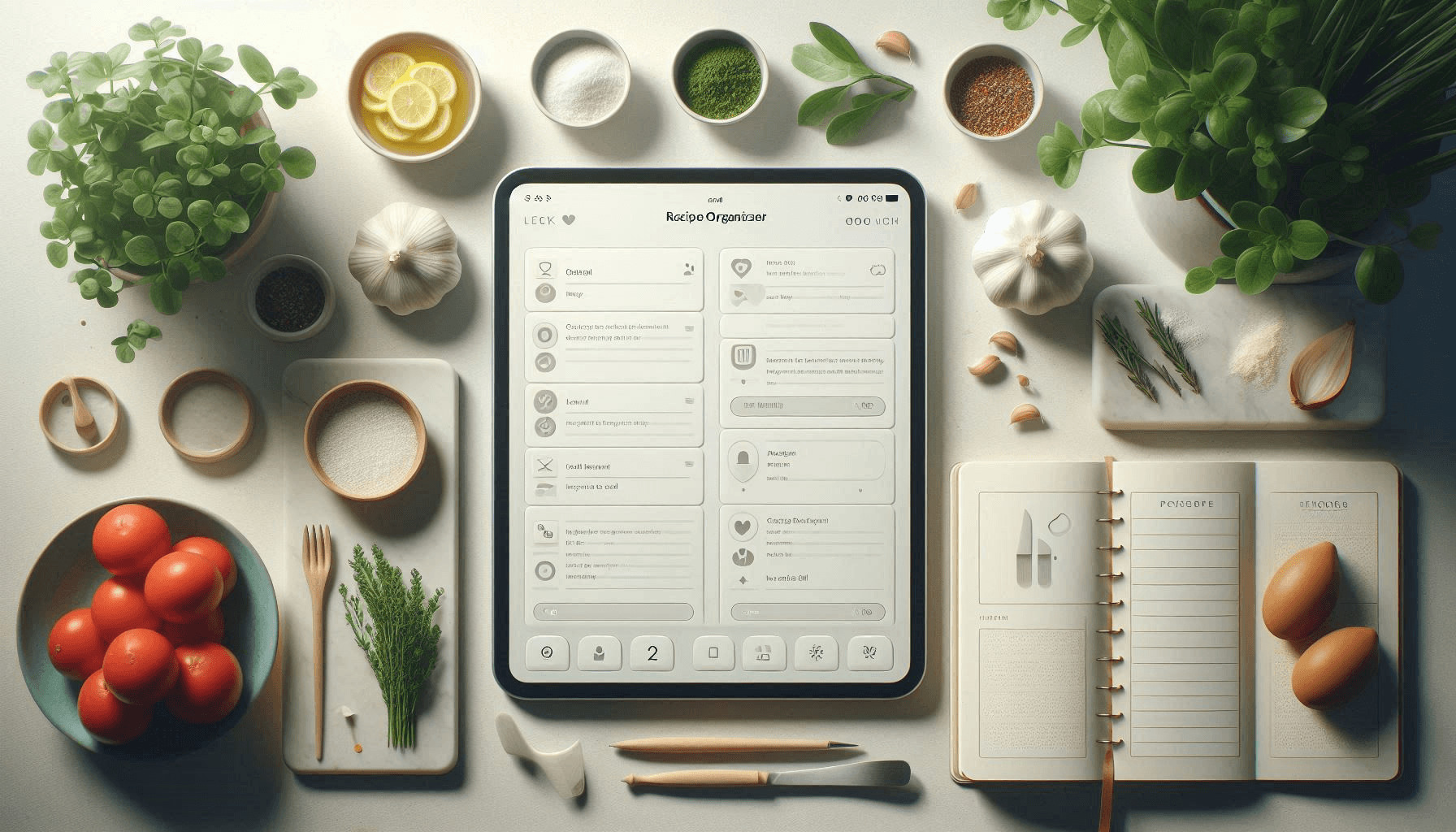 Telefono mostrando un organizador de recetas con recetas importadas y listas de ingredientes